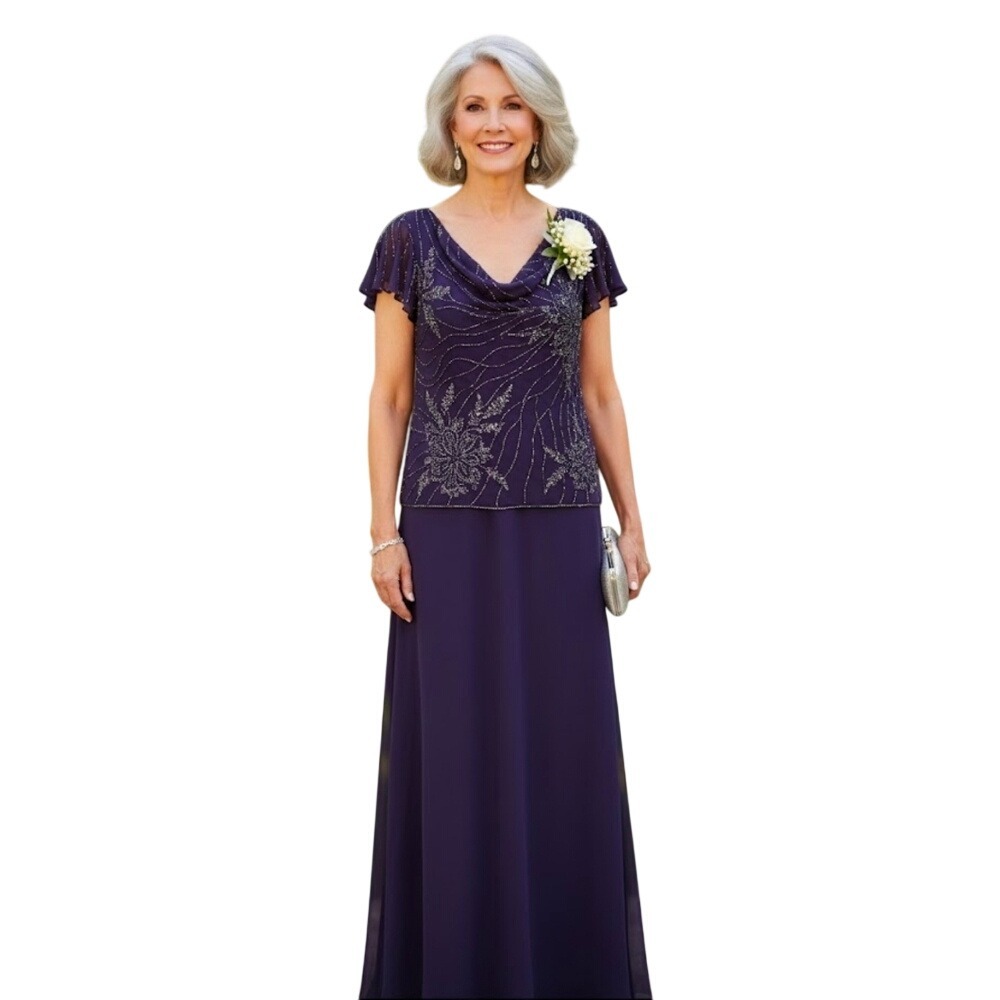 JKARA Womens Elegant Purple Women's Dress Embellishes Size‎ 8 Glam MOB